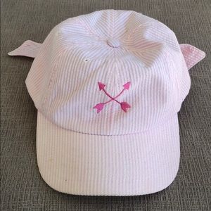 Lauren James Co Seersucker pink hat